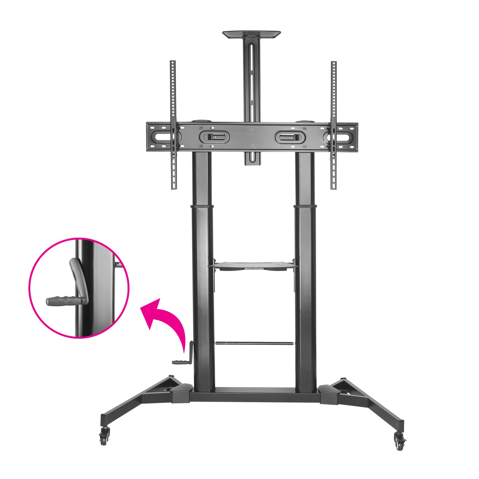 Telescopic Height-Adjustable Tv  Stand With Crank Handle